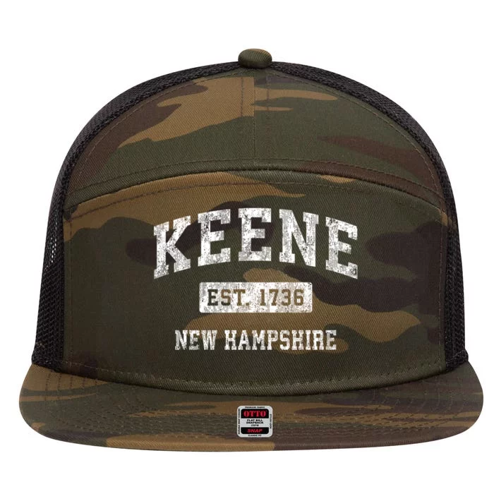 Keene New Hampshire Nh Vintage Established Sports 7 Panel Mesh Trucker Snapback Hat