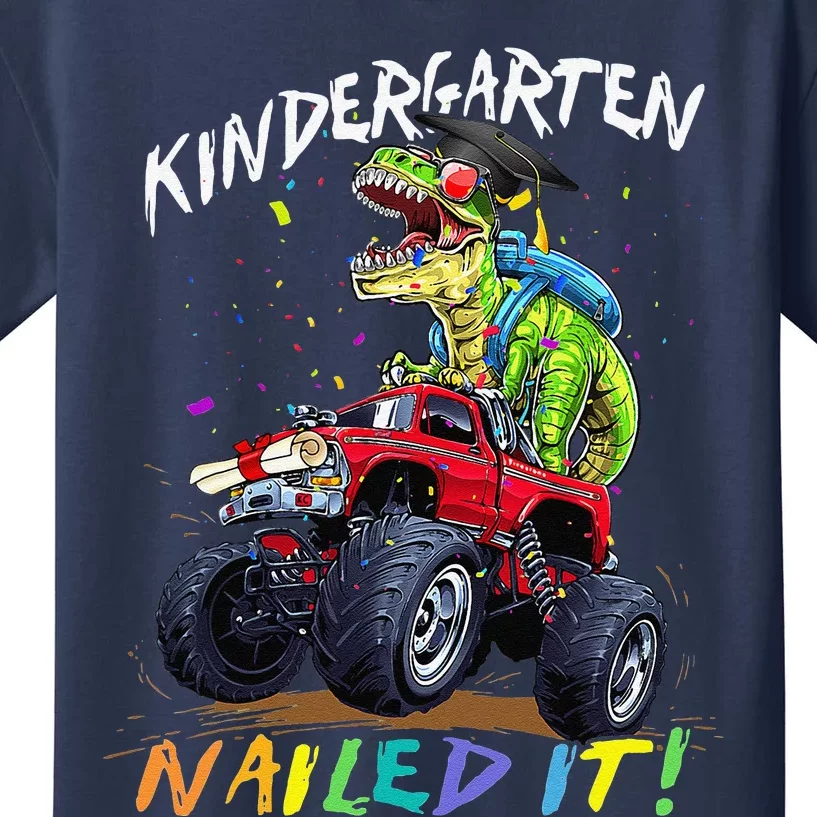 Kindergarten Nailed It Dinosaur Truck Last Day Of School Kids T-Shirt