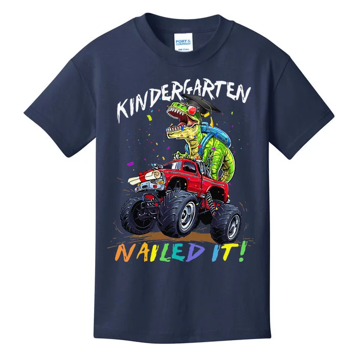 Kindergarten Nailed It Dinosaur Truck Last Day Of School Kids T-Shirt