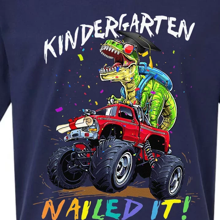 Kindergarten Nailed It Dinosaur Truck Last Day Of School Sueded Cloud Jersey T-Shirt