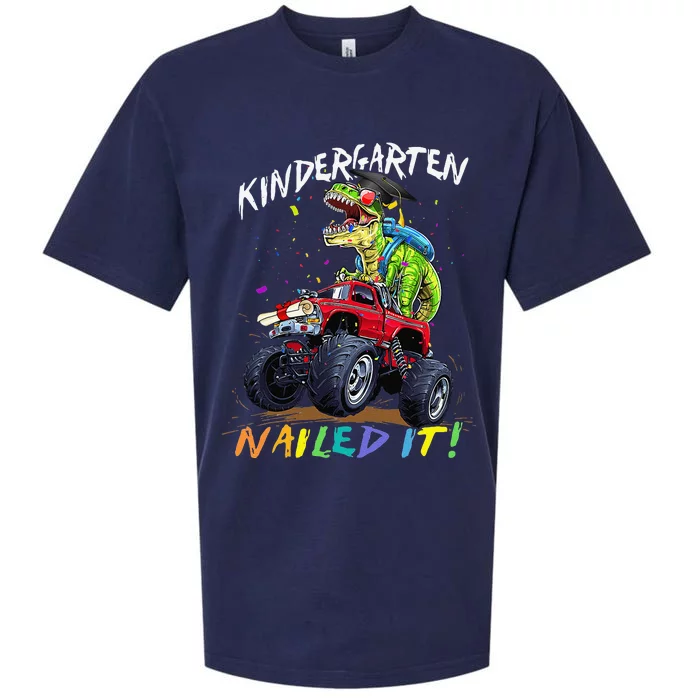 Kindergarten Nailed It Dinosaur Truck Last Day Of School Sueded Cloud Jersey T-Shirt