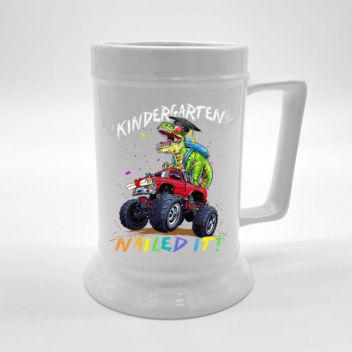 Kindergarten Nailed It Dinosaur Truck Last Day Of School Front & Back Beer Stein