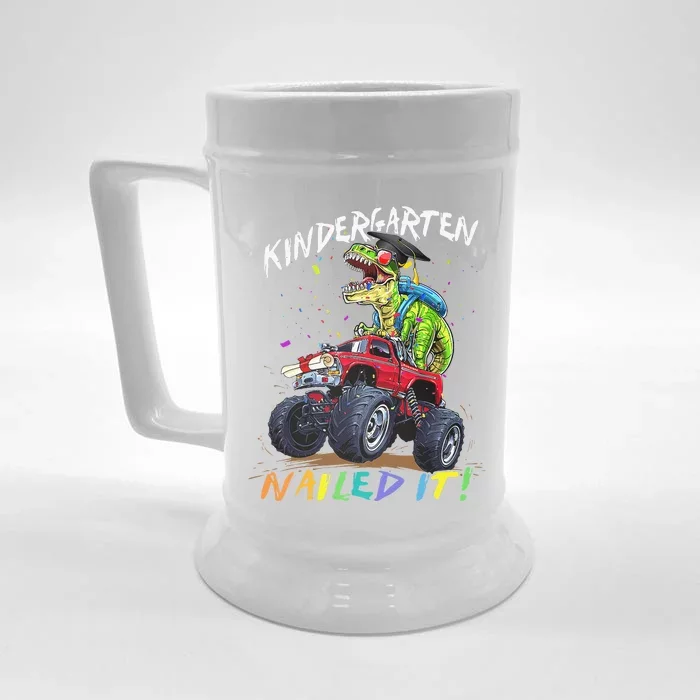 Kindergarten Nailed It Dinosaur Truck Last Day Of School Front & Back Beer Stein