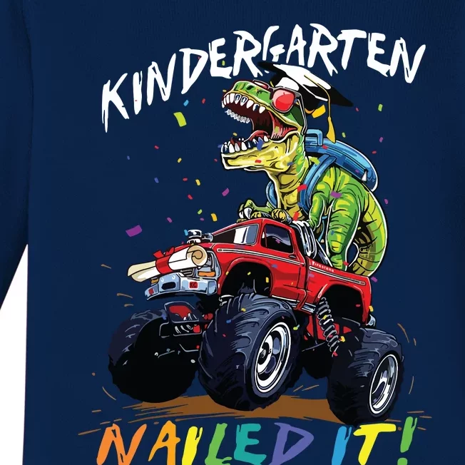 Kindergarten Nailed It Dinosaur Truck Last Day Of School Boy Baby Long Sleeve Bodysuit