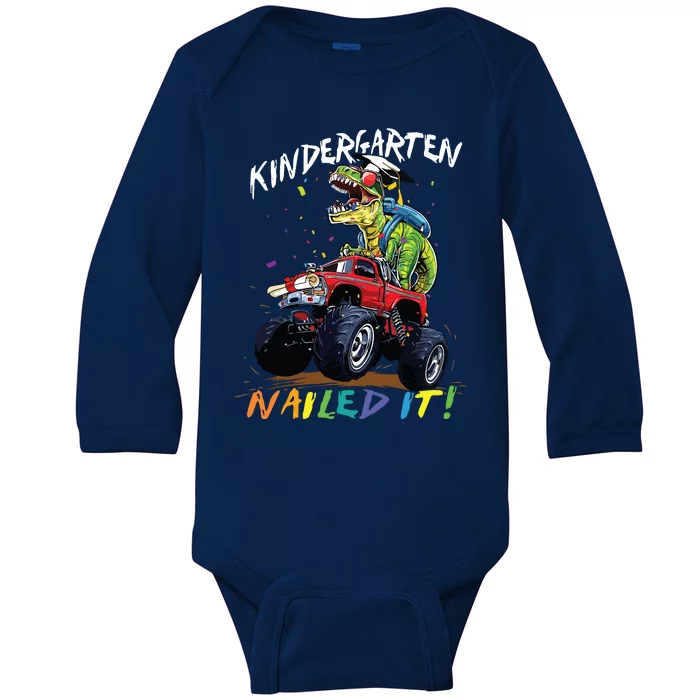 Kindergarten Nailed It Dinosaur Truck Last Day Of School Boy Baby Long Sleeve Bodysuit