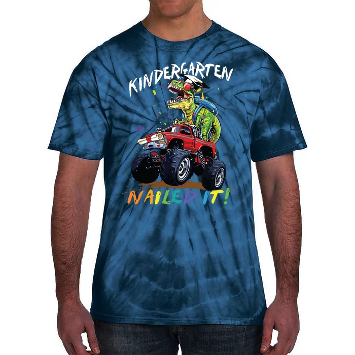 Kindergarten Nailed It Dinosaur Truck Last Day Of School Boy Tie-Dye T-Shirt