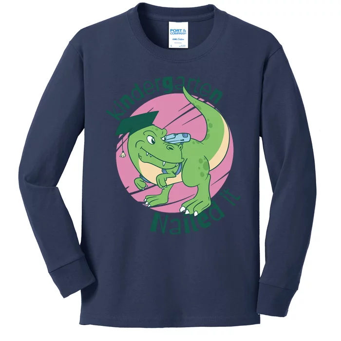 Kindergarten Nailed It Graduation Dinosaur Kids Long Sleeve Shirt