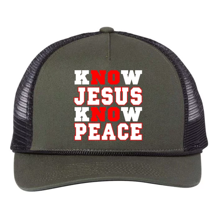 Know Jesus Know Peace Retro Rope Trucker Hat Cap