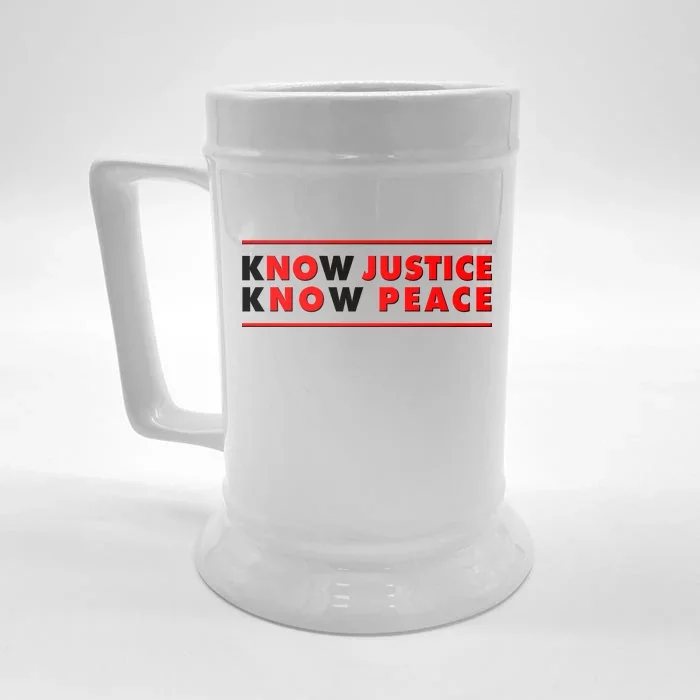 Know Justice Know Peace BLM Protest Front & Back Beer Stein