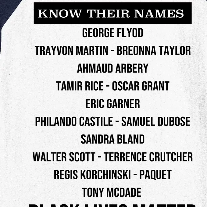 Know Their Names BLM Baseball Sleeve Shirt