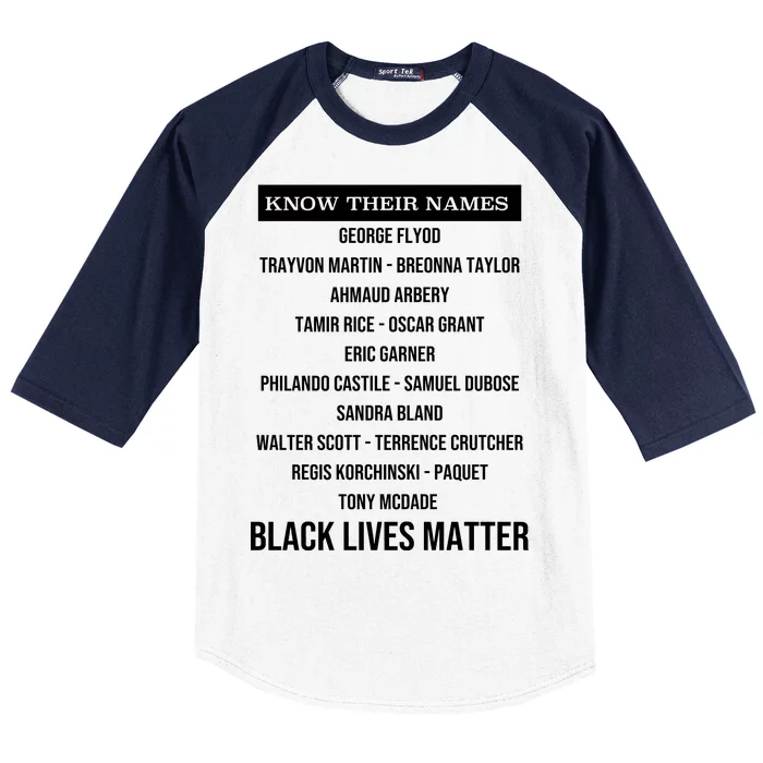 Know Their Names BLM Baseball Sleeve Shirt