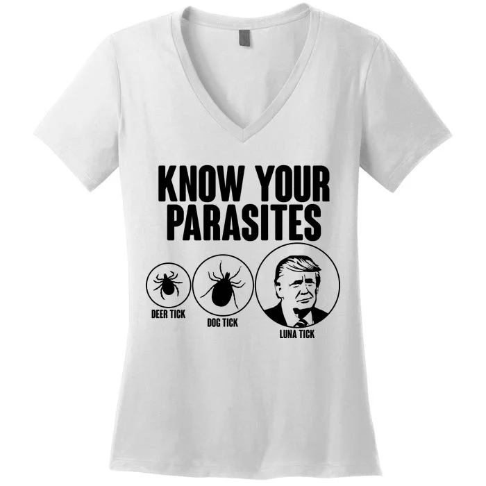 Know Your Parasites Deer Trick Dog Trick Luna Trick Women's V-Neck T-Shirt