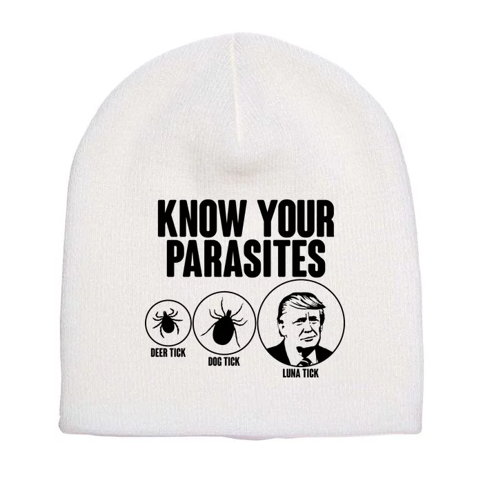 Know Your Parasites Deer Trick Dog Trick Luna Trick Short Acrylic Beanie