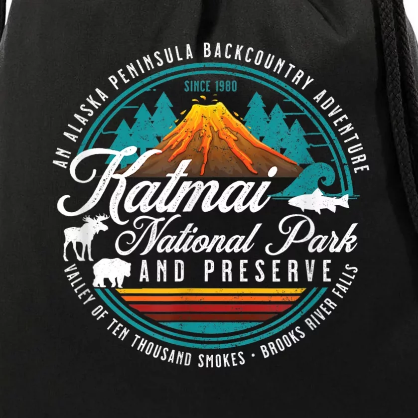 Katmai National Park Preserve Alaska Bear Watching Salmon Drawstring Bag