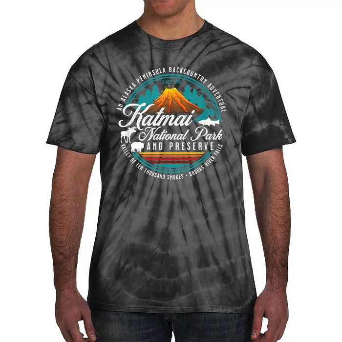 Katmai National Park Preserve Alaska Bear Watching Salmon Tie-Dye T-Shirt