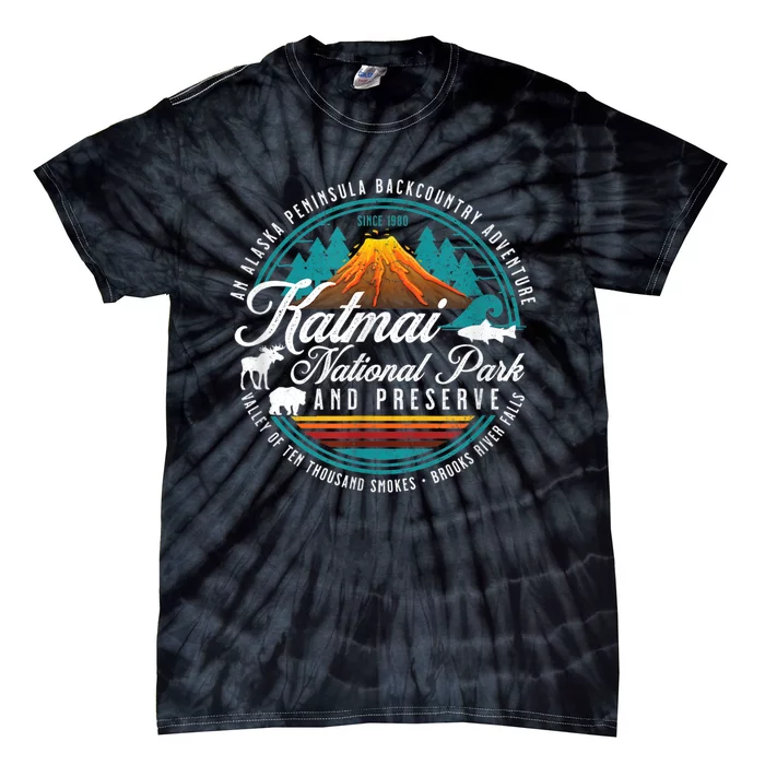 Katmai National Park Preserve Alaska Bear Watching Salmon Tie-Dye T-Shirt