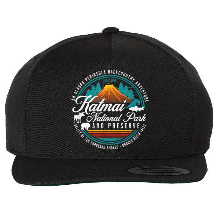 Katmai National Park Preserve Alaska Bear Watching Salmon Wool Snapback Cap