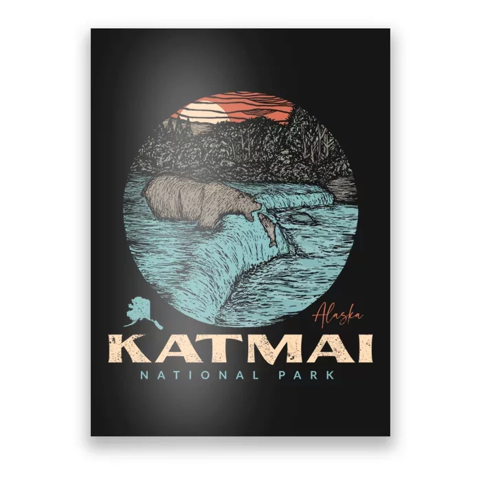 Katmai National Park Vintage Bear Poster