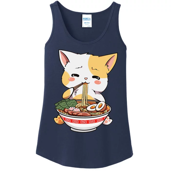 Kawaii Neko Ramen Cute Ramen Cat Japanese Noodle Funny Anime Ladies Essential Tank