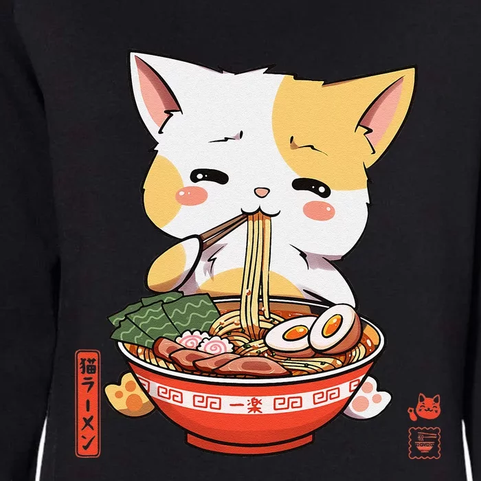 Kawaii Neko Ra Cute Ra Cat Japanese Noodle Funny Anime Womens California Wash Sweatshirt