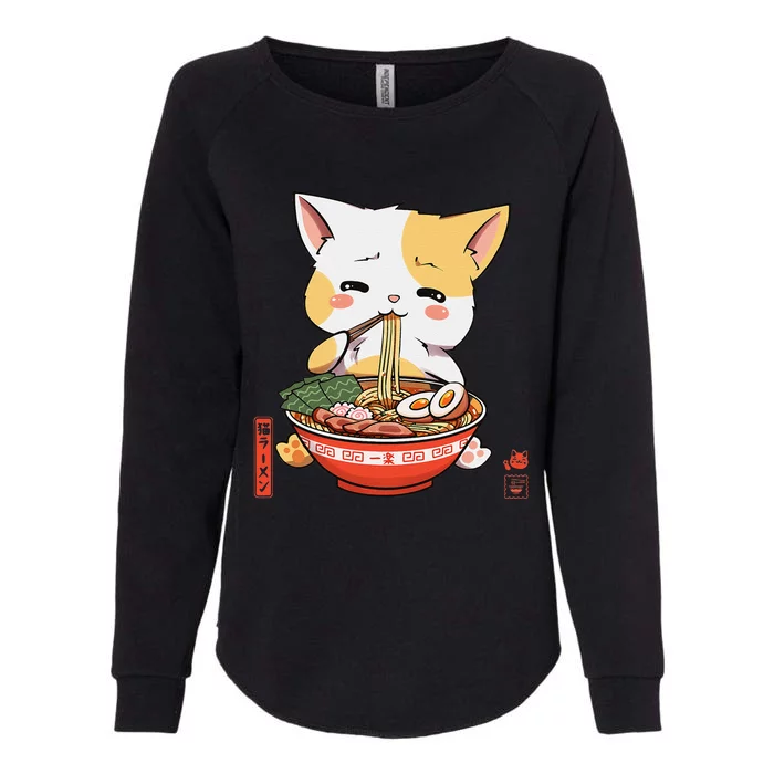 Kawaii Neko Ra Cute Ra Cat Japanese Noodle Funny Anime Womens California Wash Sweatshirt