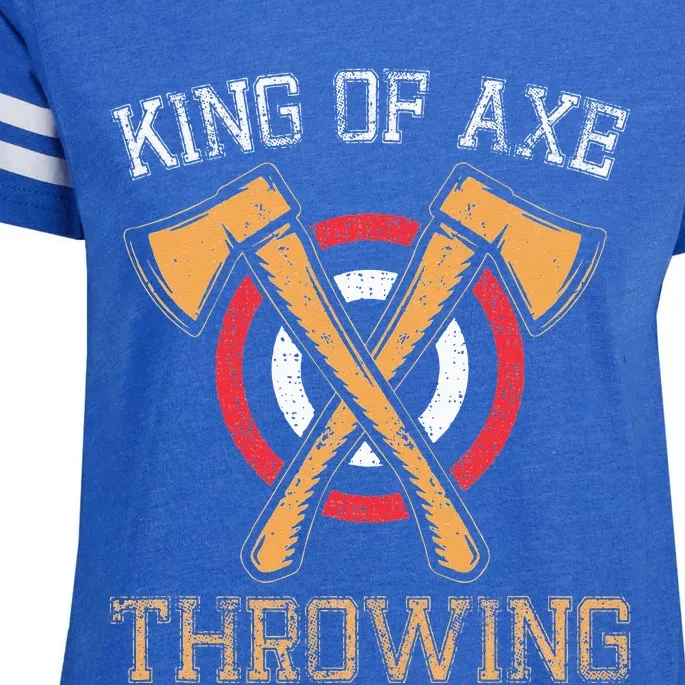 King Of Axe Throwing Hatchet Target Lumberjack Design Enza Ladies Jersey Football T-Shirt