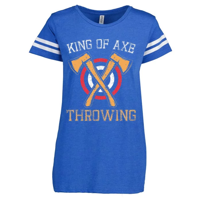 King Of Axe Throwing Hatchet Target Lumberjack Design Enza Ladies Jersey Football T-Shirt