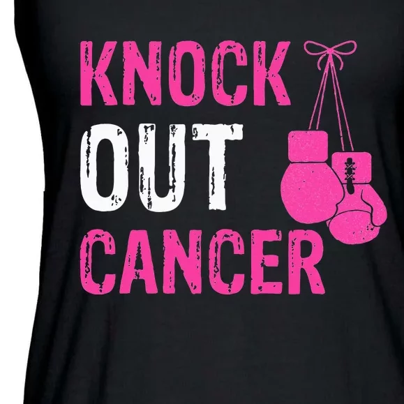 Knock Out Boxing Fight Pink Ribbon Breast Cancer Awareness Ladies Essential Flowy Tank