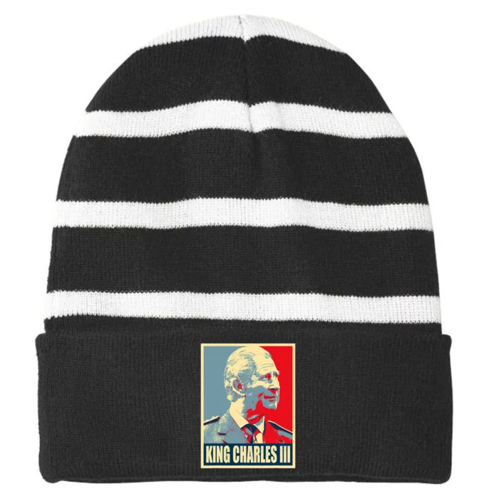 King Of Britain Charles III Striped Beanie with Solid Band