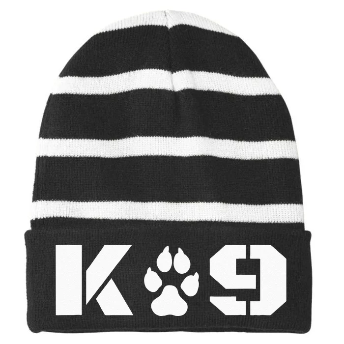 K9 Officer Canine K9 Unit Police Dog Paw Handler Trainer Striped Beanie with Solid Band