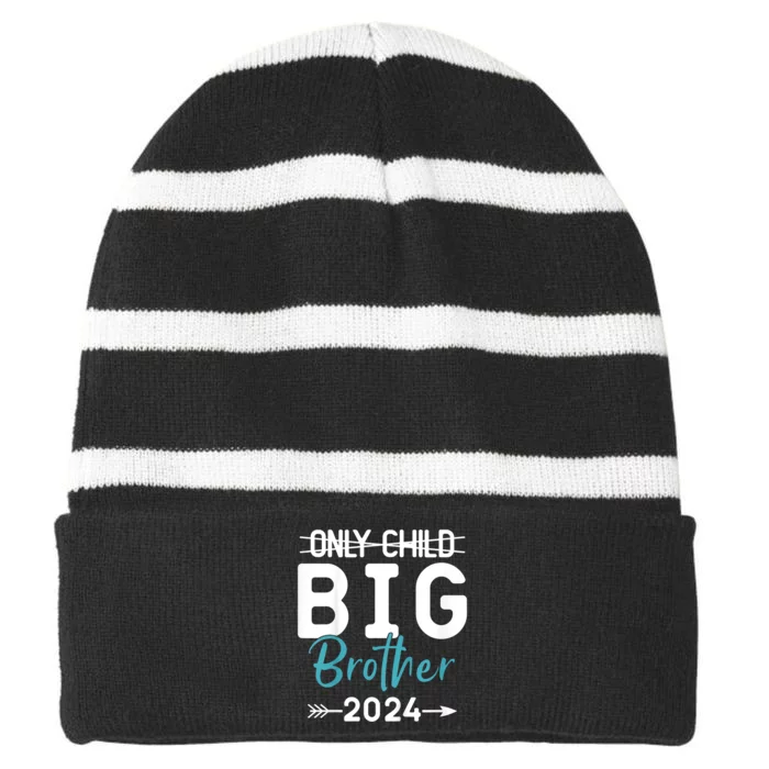 Kids Only Child Big Brother 2024 Promoted To Big Brother 2024 Striped Beanie with Solid Band