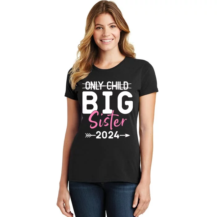 Kids Only Child Big Sister 2024 Promoted To Big Sister 2024 Women's T-Shirt