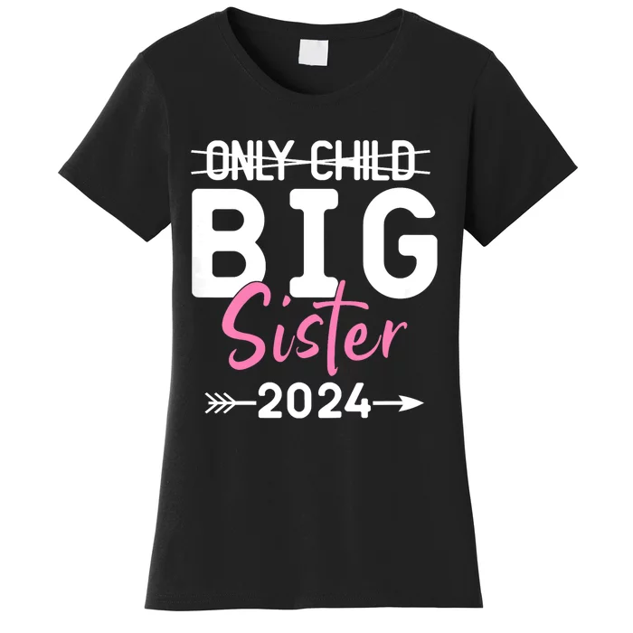 Kids Only Child Big Sister 2024 Promoted To Big Sister 2024 Women's T-Shirt