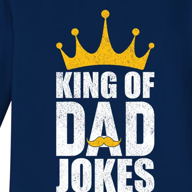 King Of Dad Jokes Funny Fathers Day Saying Gift Baby Long Sleeve Bodysuit