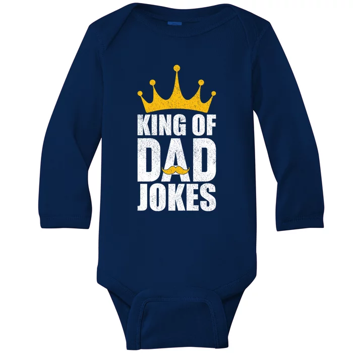 King Of Dad Jokes Funny Fathers Day Saying Gift Baby Long Sleeve Bodysuit