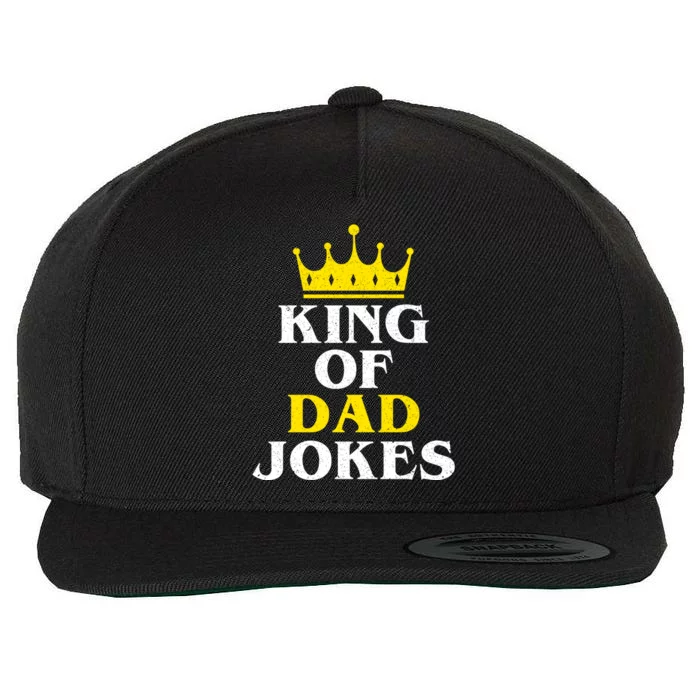 King Of Dad Jokes Funny Puns Rad Jokes Humorous Dad Jokes Cute Gift Wool Snapback Cap