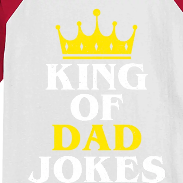 King Of Dad Jokes Funny Puns Rad Jokes Humorous Dad Jokes Cute Gift Kids Colorblock Raglan Jersey