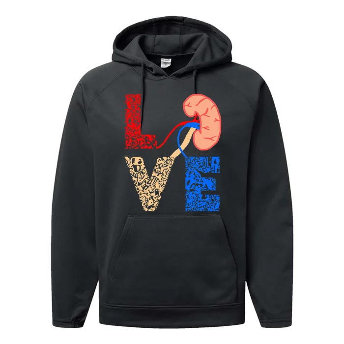 Kidney Organ Donation Love Dialysis Patients Nurse Nursing Performance Fleece Hoodie