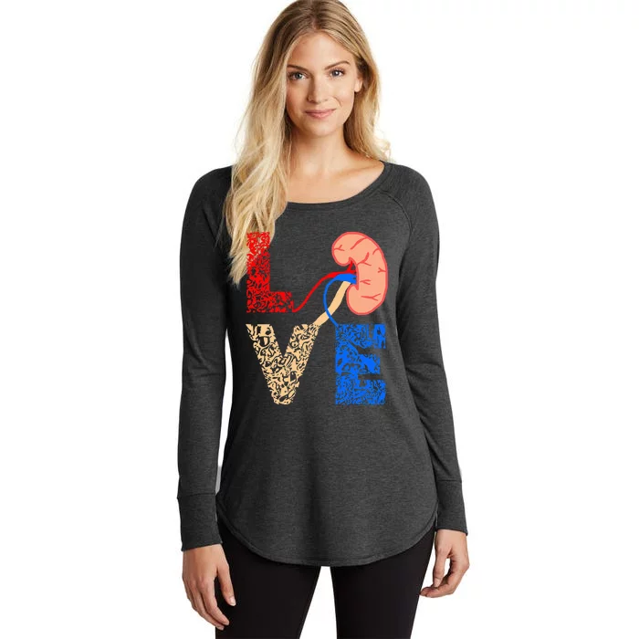 Kidney Organ Donation Love Dialysis Patients Nurse Nursing Women's Perfect Tri Tunic Long Sleeve Shirt