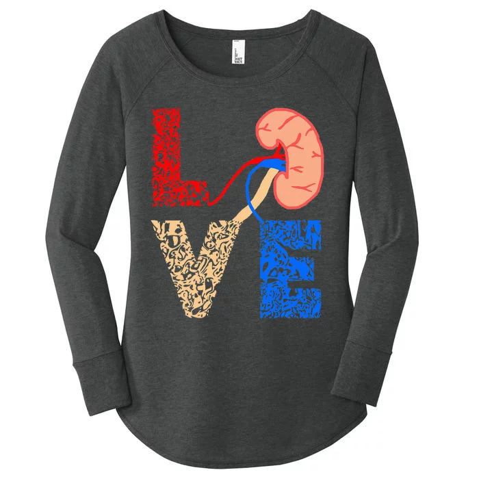 Kidney Organ Donation Love Dialysis Patients Nurse Nursing Women's Perfect Tri Tunic Long Sleeve Shirt