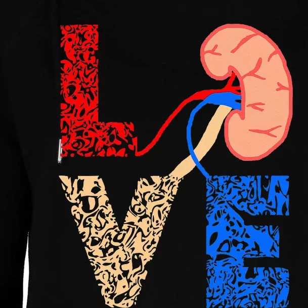 Kidney Organ Donation Love Dialysis Patients Nurse Nursing Womens Funnel Neck Pullover Hood