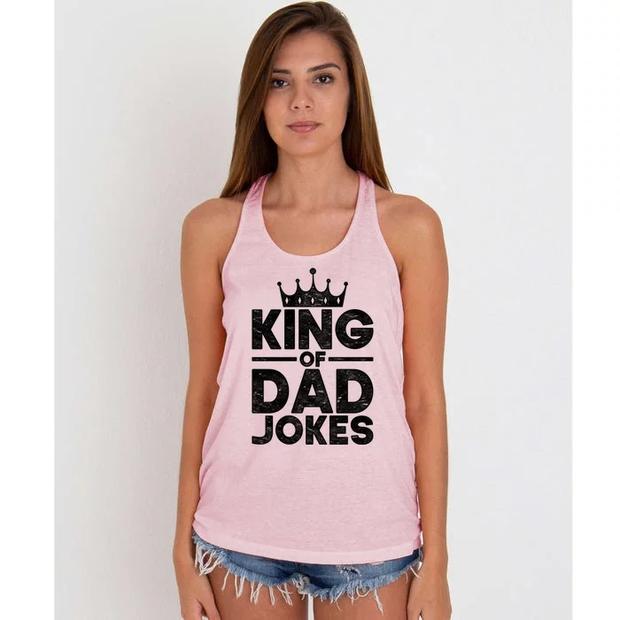 King Of Dad Jokes Rad Jokes Humorous Daddy Puns Dad Jokes Gift Women's Knotted Racerback Tank