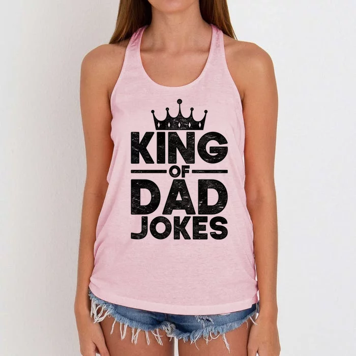 King Of Dad Jokes Rad Jokes Humorous Daddy Puns Dad Jokes Gift Women's Knotted Racerback Tank