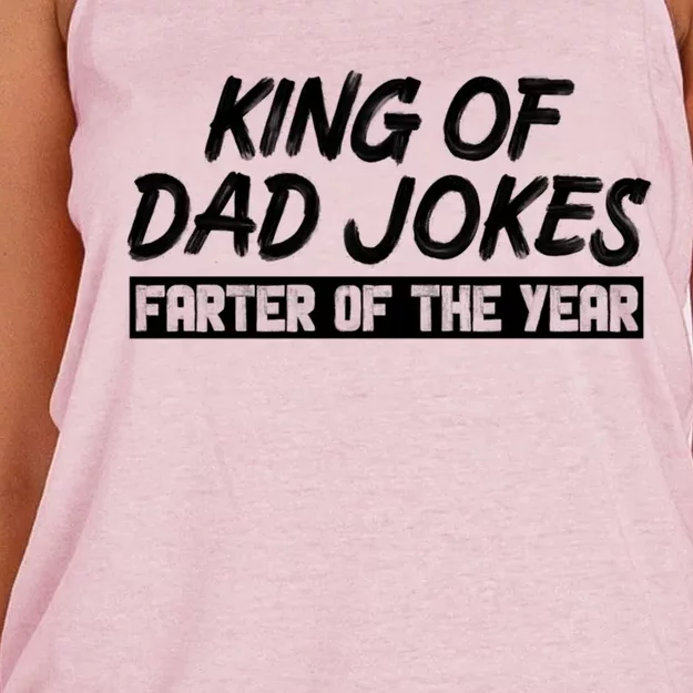 King Of Dad Jokes Farter Of The Year Funny Father Dad Humor Meaningful Gift Women's Knotted Racerback Tank