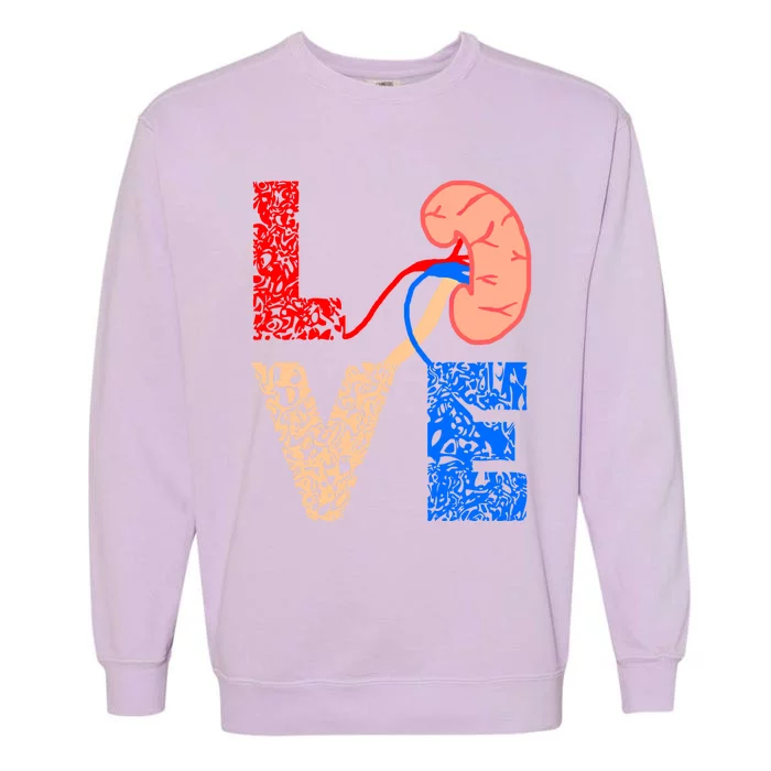 Kidney Organ Donation Love Dialysis Patients Nurse Nursing Gift Garment-Dyed Sweatshirt