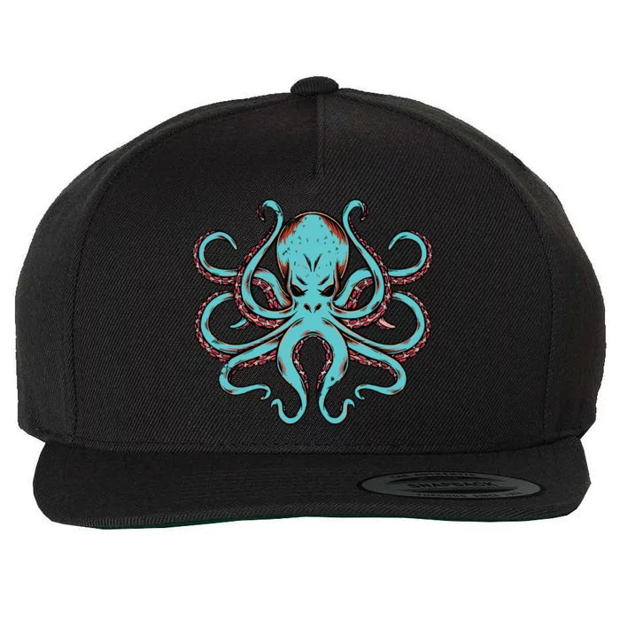 Kraken Octopus Funny Wool Snapback Cap