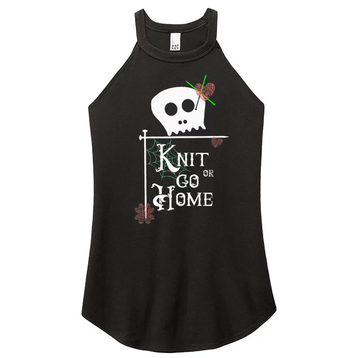 Knit Or Go Home Skull Needles Yarn Halloween Knitting Design Women’s Perfect Tri Rocker Tank