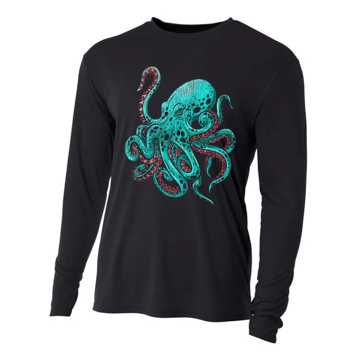 Kraken Octopus Gift Cooling Performance Long Sleeve Crew