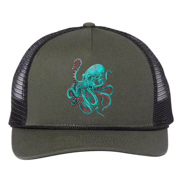 Kraken Octopus Gift Retro Rope Trucker Hat Cap