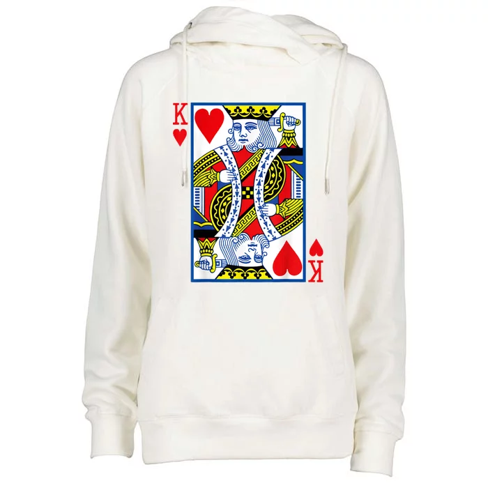 King Of Hearts Costume Playing Card Poker Womens Funnel Neck Pullover Hood